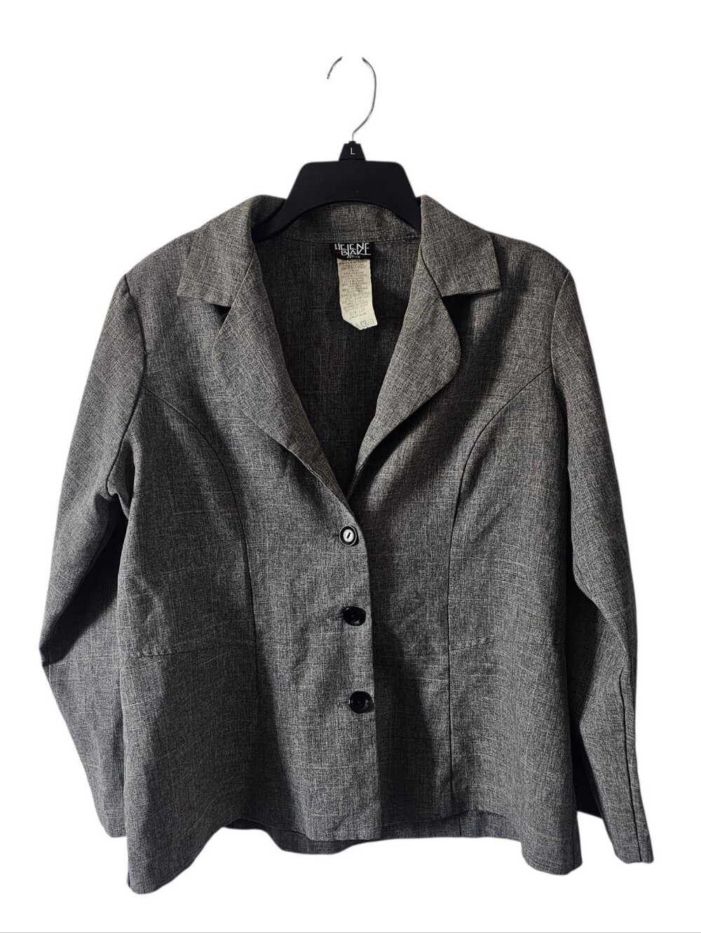 Vintage Helene Blake Grey Blazer 12P Light Academia Minimalist Textured Work 90s
